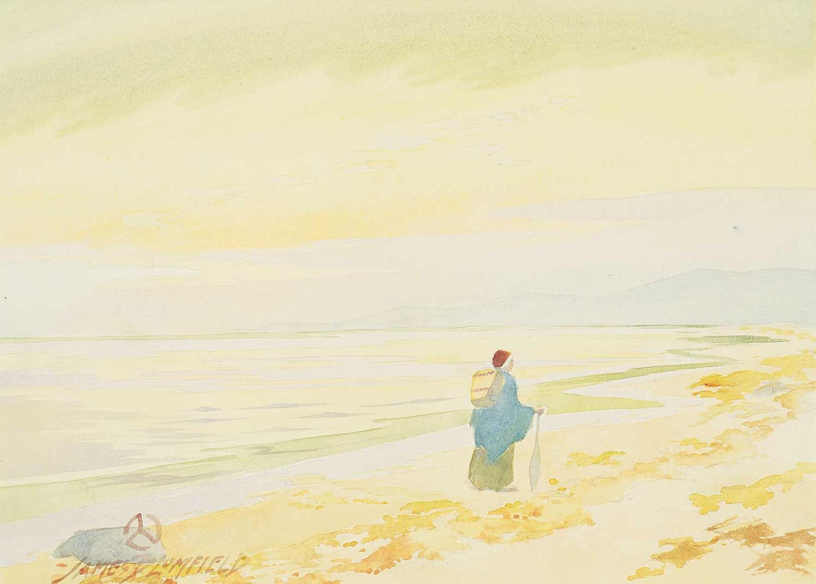 James Jerris Blomfield (1872-1951) - Untitled - A Stroll Down the Beach [possibly Emily Carr]