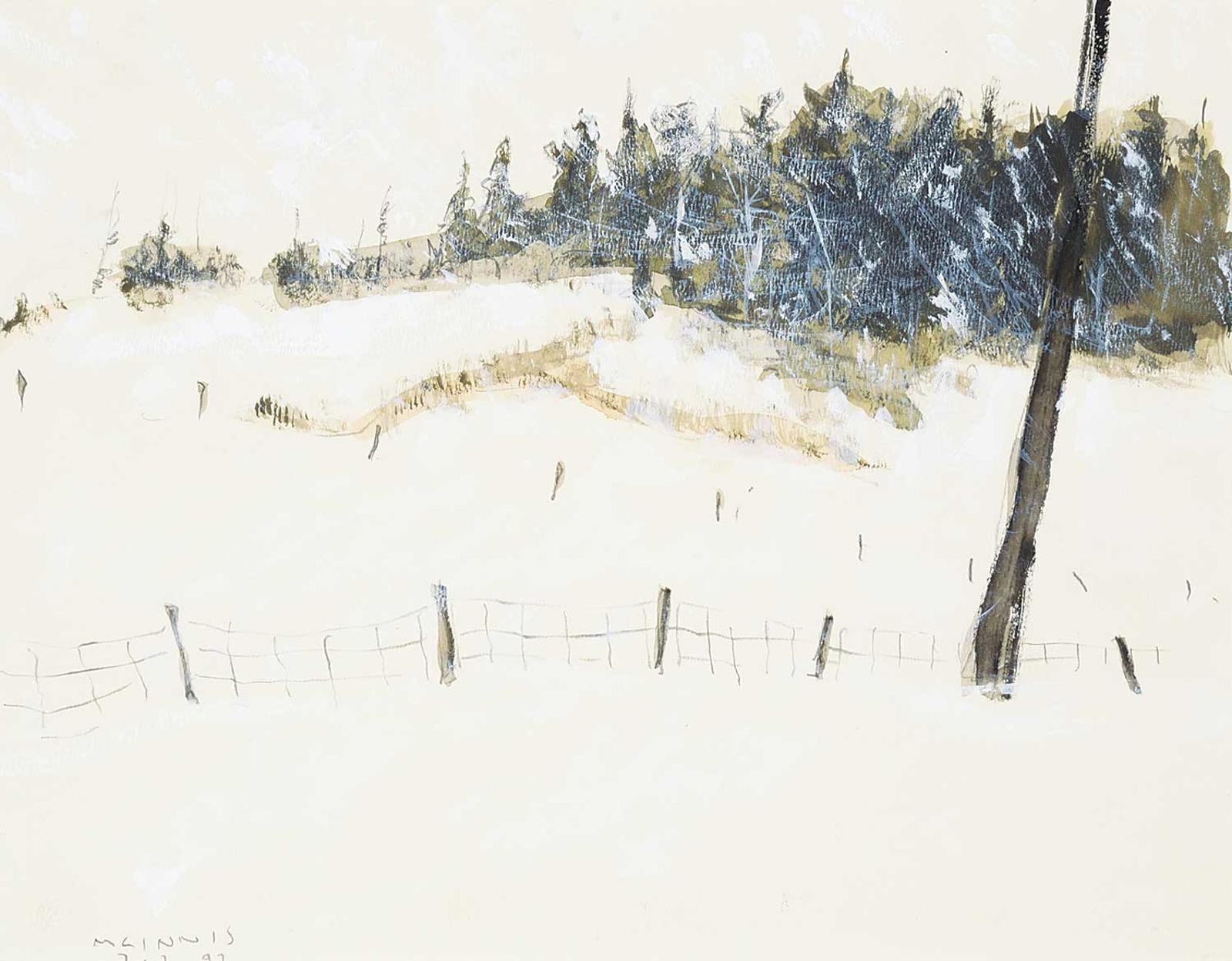 Robert F.M. McInnis (1942) - Untitled - Wire Fence and Trees in Winter