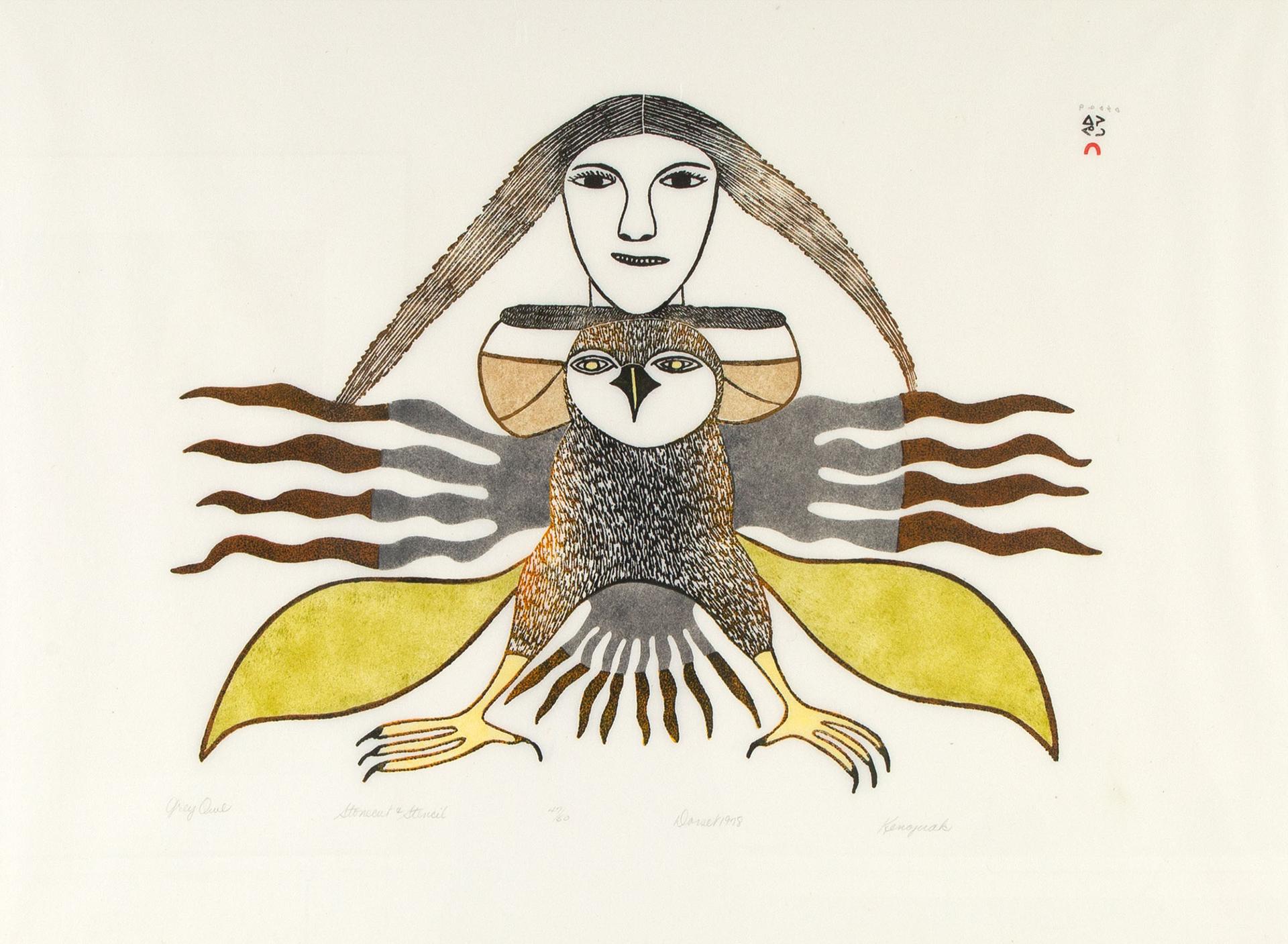 Kenojuak Ashevak (1927-2013) - Grey Owl