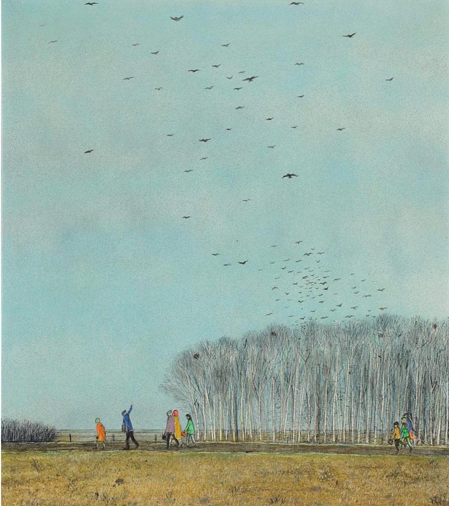 William Kurelek (1927-1977) - Crows Leaving For The South