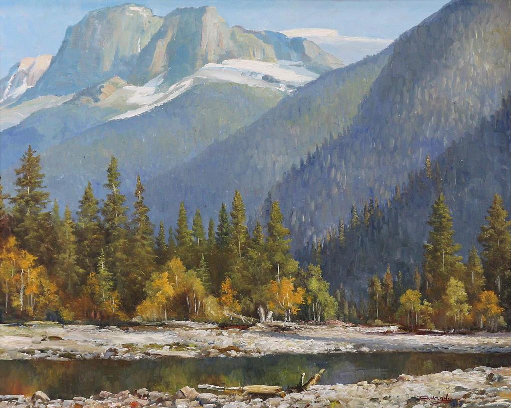 Duncan Mackinnon Crockford (1922-1991) - Barrier Mountain And The Kananaskis River Near Seebe, Alberta; 1985