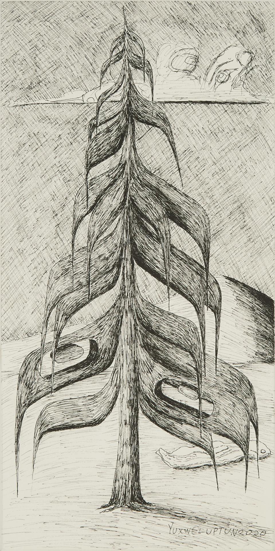 Lawrence Paul Yuxweluptun (1957) - Tree In The Moonlight, September 2020