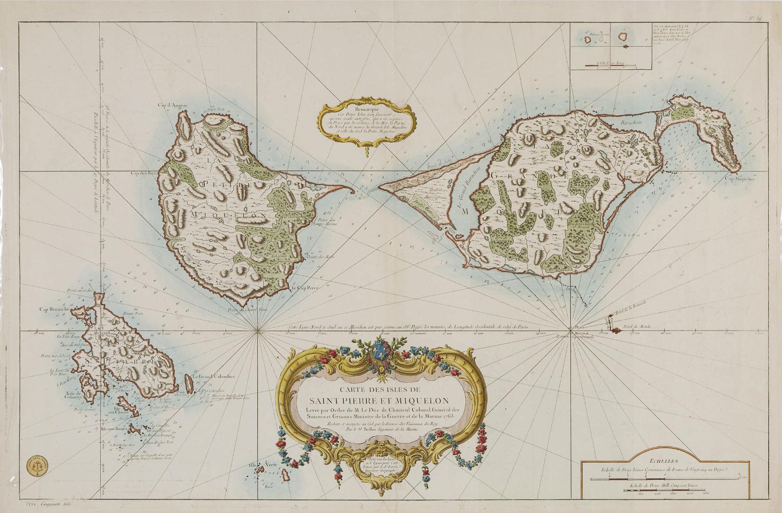 Jacques Nicholas Bellin (1703-1772) - Carte Des Isles De Saint Pierre Et Miquelon