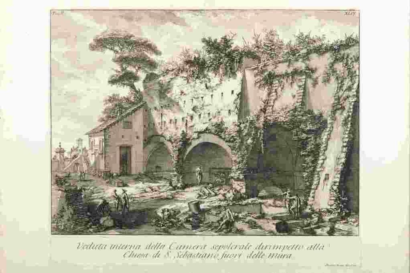 Giovanni Battista Piranesi (1720-1778) - Veduta interna della Camera sepolcrale dirimpetto alla Chiesa di S. Sebastiano
