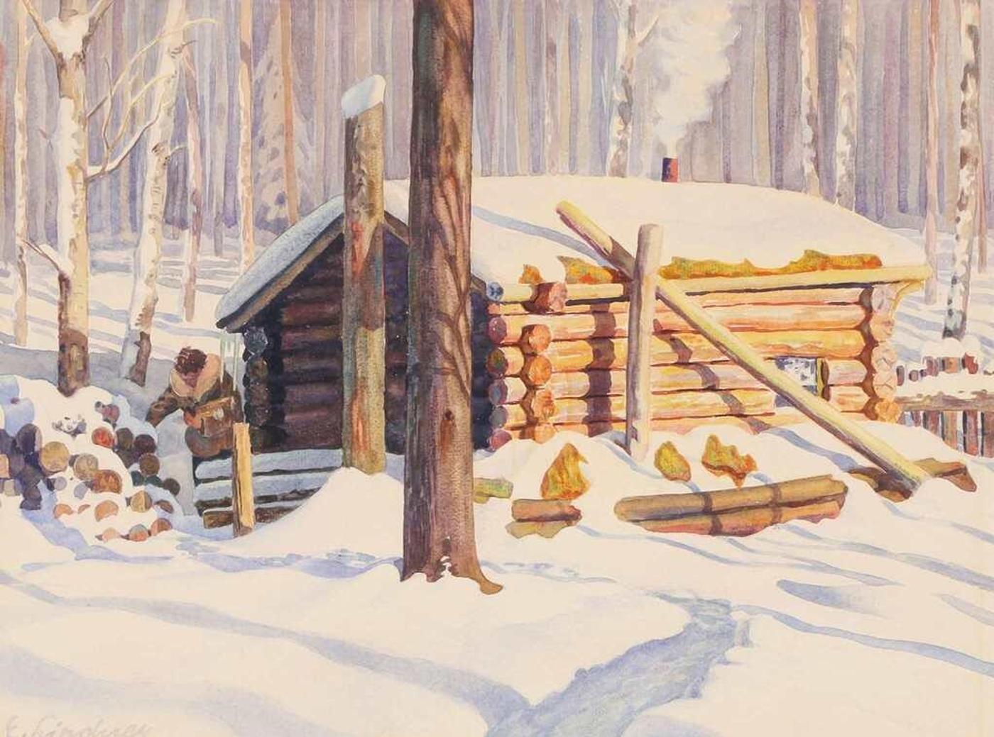 Ernest Friedrich Lindner (1897-1988) - Winter Cabin; Ca 1946