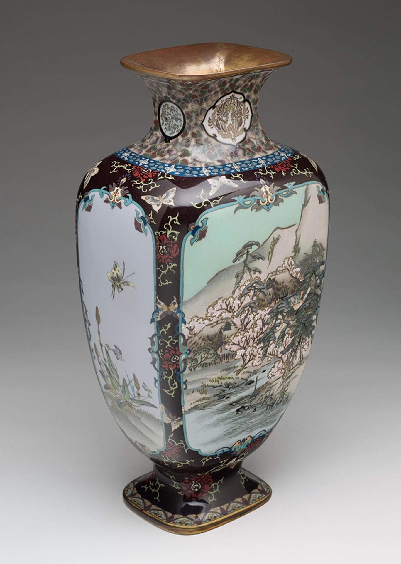 Japanese Art - A Large Japanese Cloisonné Enamel 'Landscape' Vase, Early 20th Century