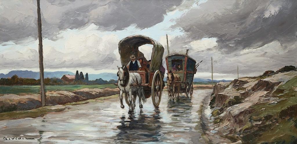Gustave Vidal (1895-1966) - Horse and Wagons