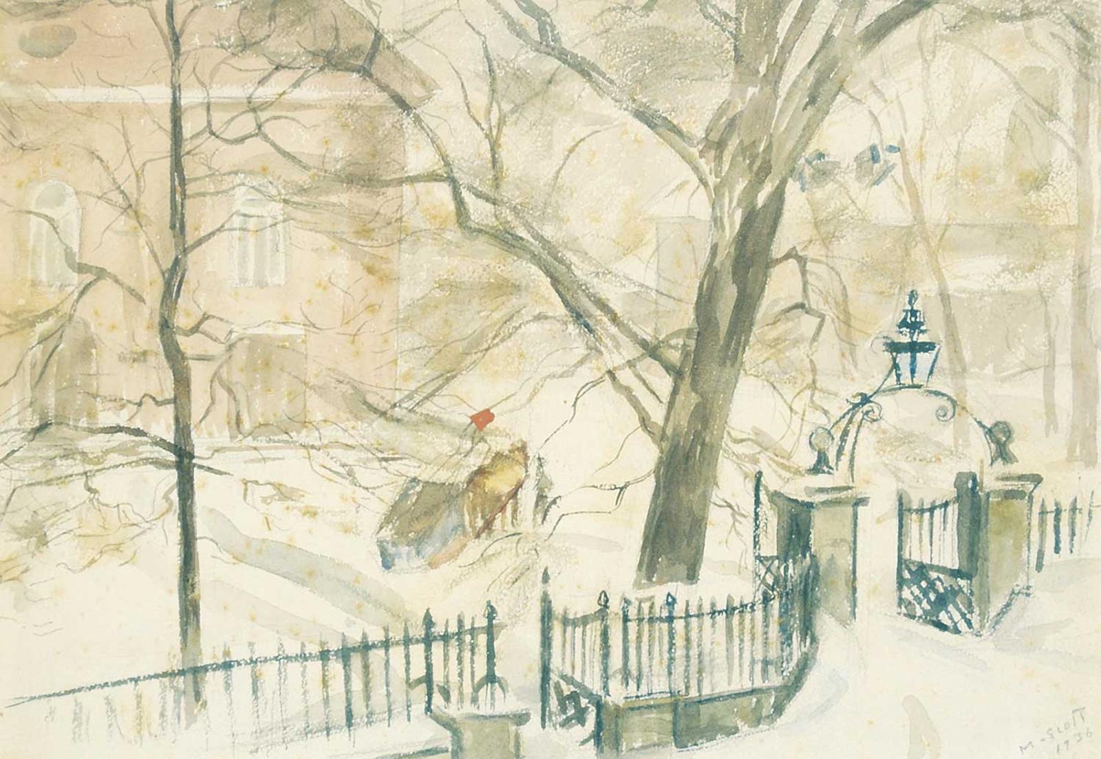 Marian Mildred Dale Scott (1906-1993) - Untitled - Gate in Winter