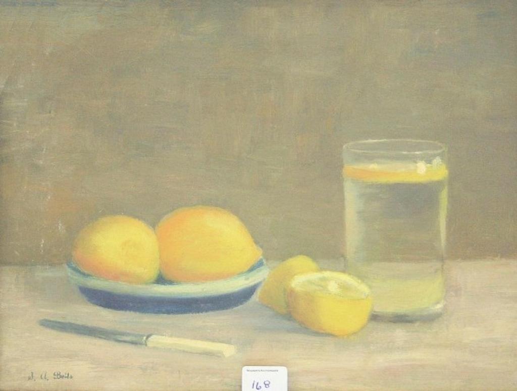 Sarah (Sadie) Betts - Still Life with Lemons, oil on board,