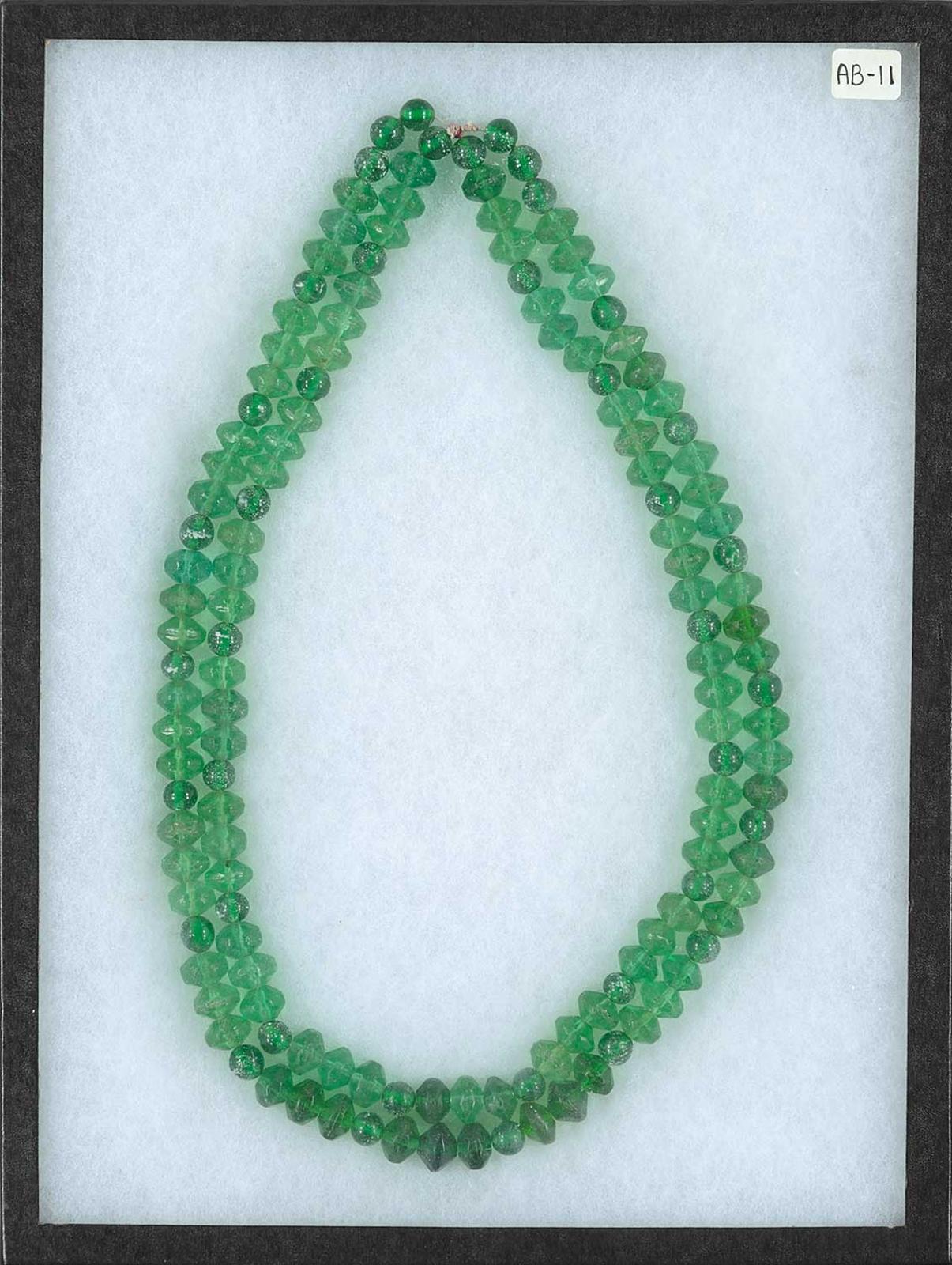 First Nations Basket School - Green Double Strand Bead Necklace