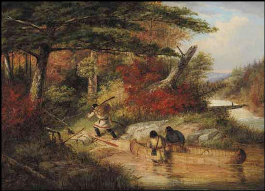 Cornelius David Krieghoff (1815-1872) - Indians at a Portage