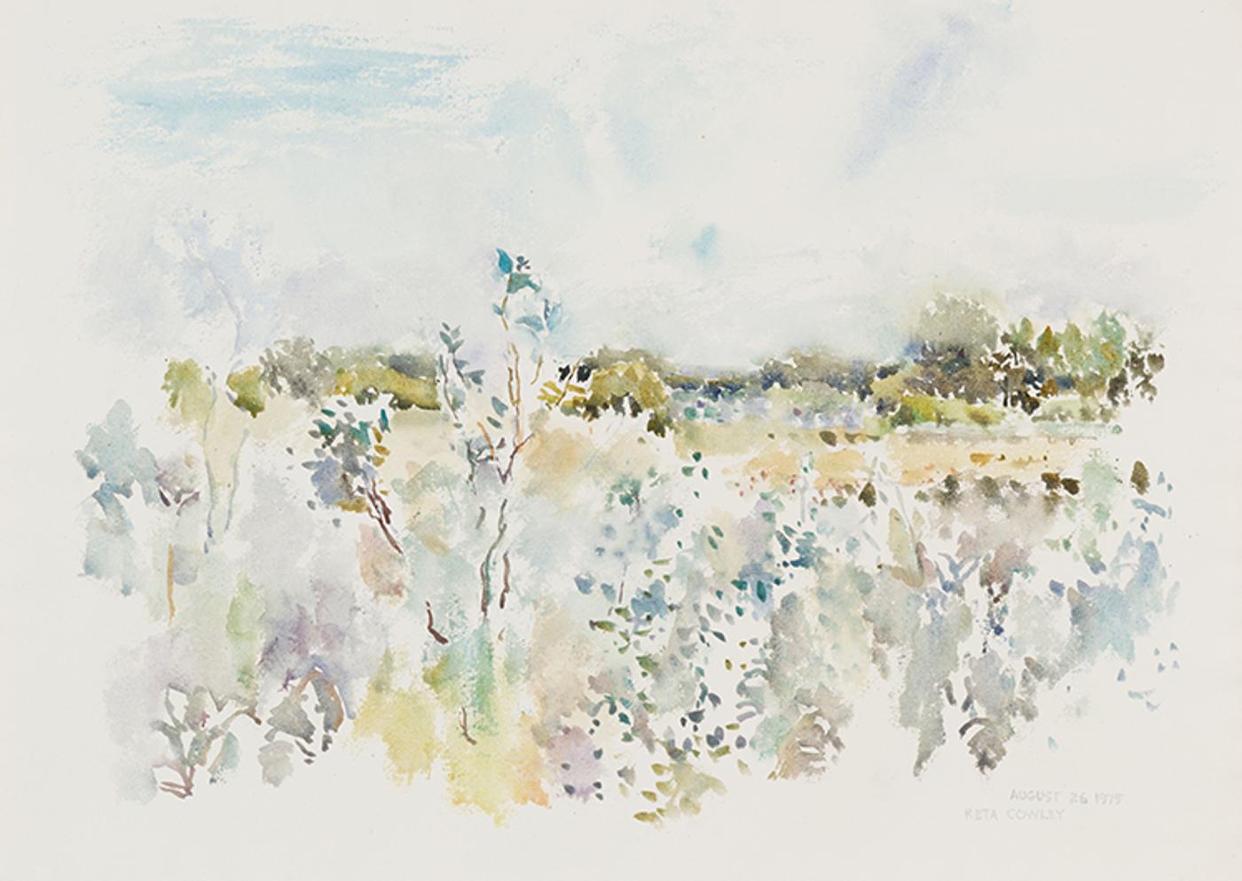 Reta Madeline Cowley (1910-2004) - Pasture & Silverberry Bushes #2