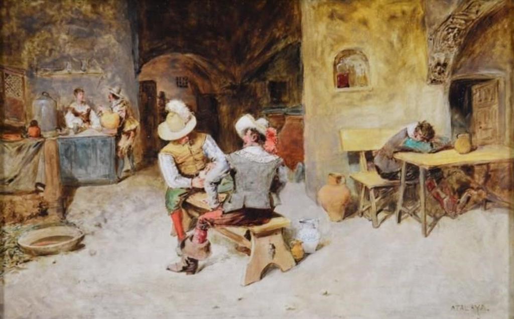 Enrique Atalaya (1851-1914) - Cavaliers in a tavern