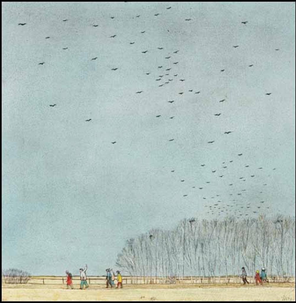 William Kurelek (1927-1977) - Manitoba Crows Migrating South