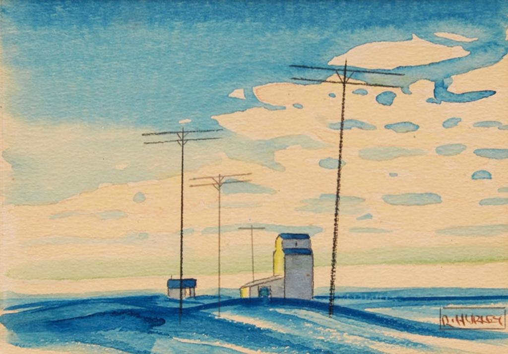 Robert Newton Hurley (1894-1980) - Grain Elevator; Landscape with Telephone Poles