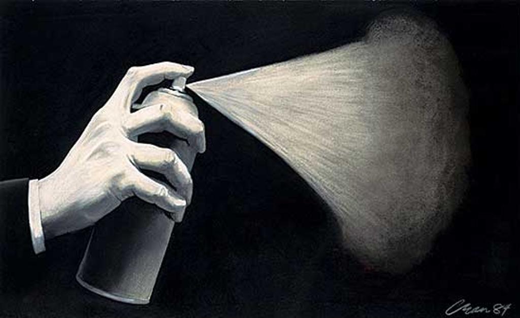 Christopher Cran (1949) - Hand, Spray Can and Spray