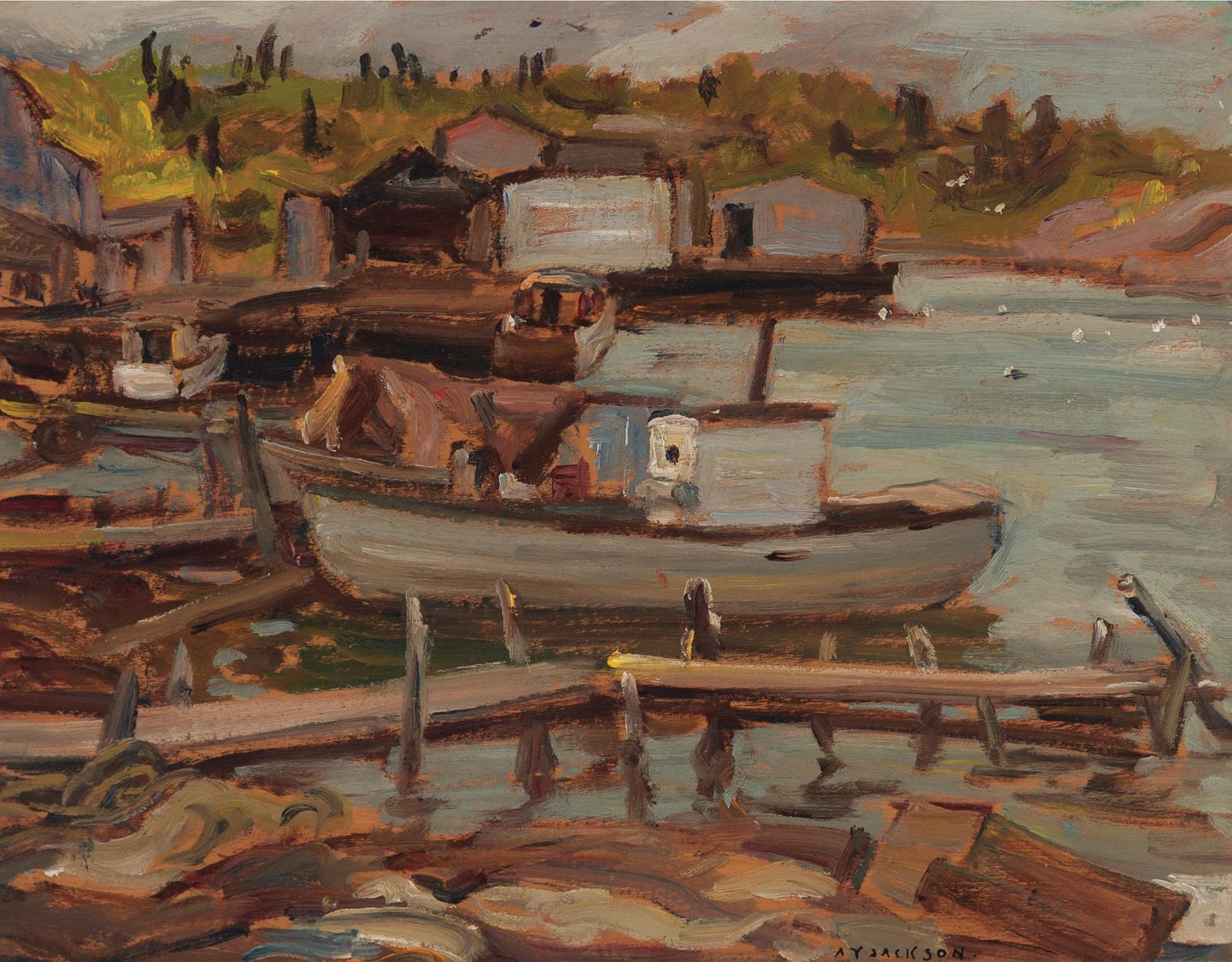 Alexander Young (A. Y.) Jackson (1882-1974) - Fishing Station, Lake Athabaska, 1957