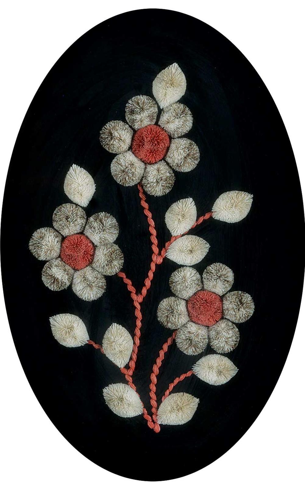 First Nations Basket School - Untitled - Brown Flowers with Red Centres