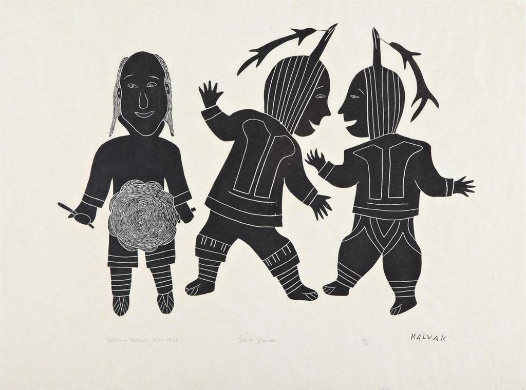 Helen Mabel Nigiyok Kalvak (1901-1984) - Festive Dance; Caribou And Wolf