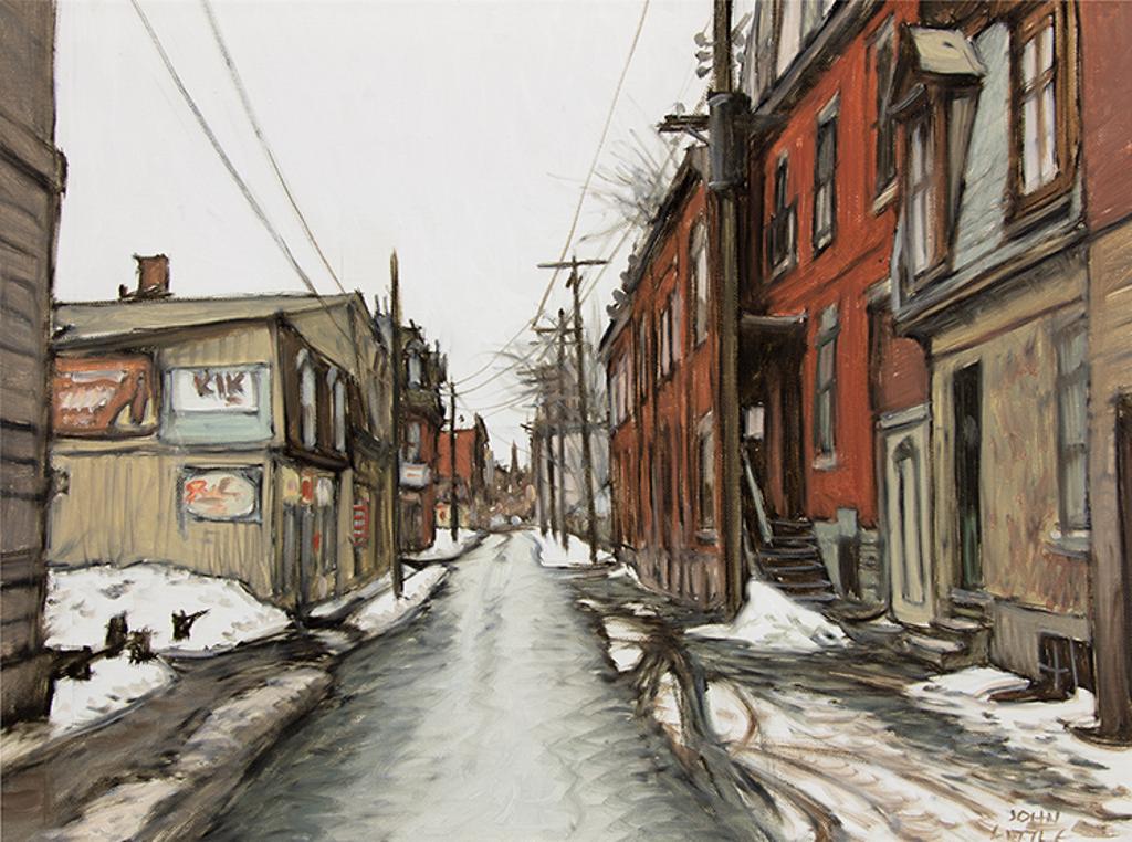 John Geoffrey Caruthers Little (1928-1984) - The Blue Spot, Rue la Gauchetière d'autrefois, Montreal