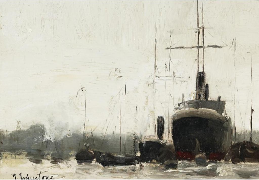 John Young Johnstone (1887-1930) - Harbour Scene