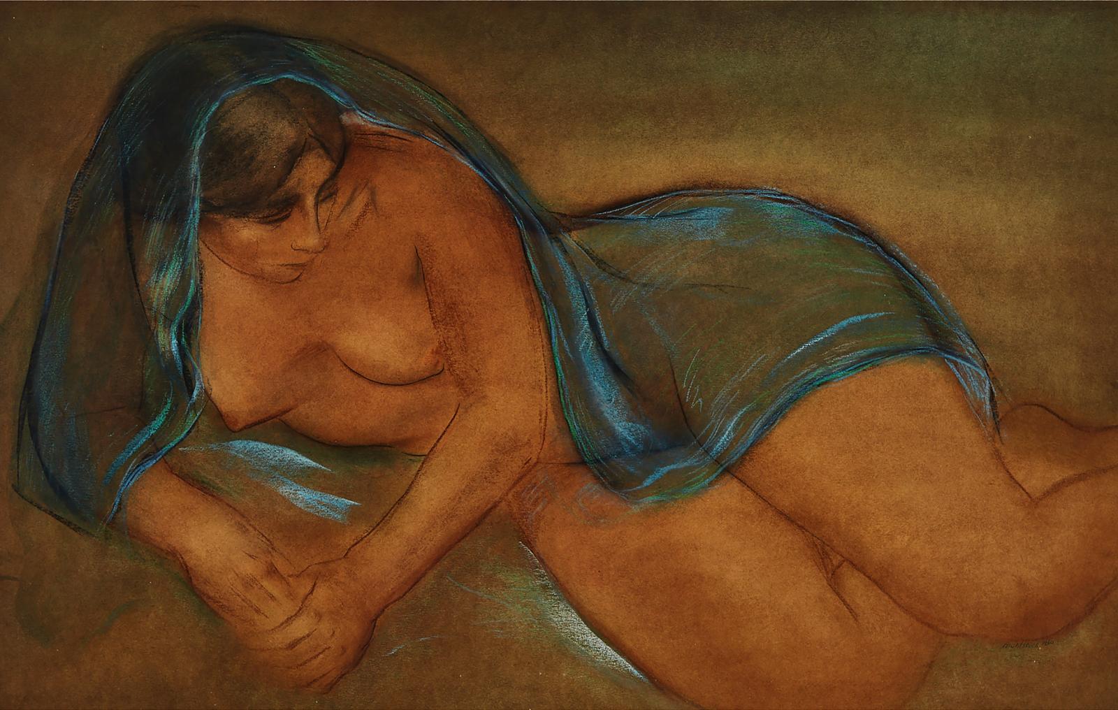 Louis Muhlstock (1904-2001) - Reclining Nude With Shawl, 1960