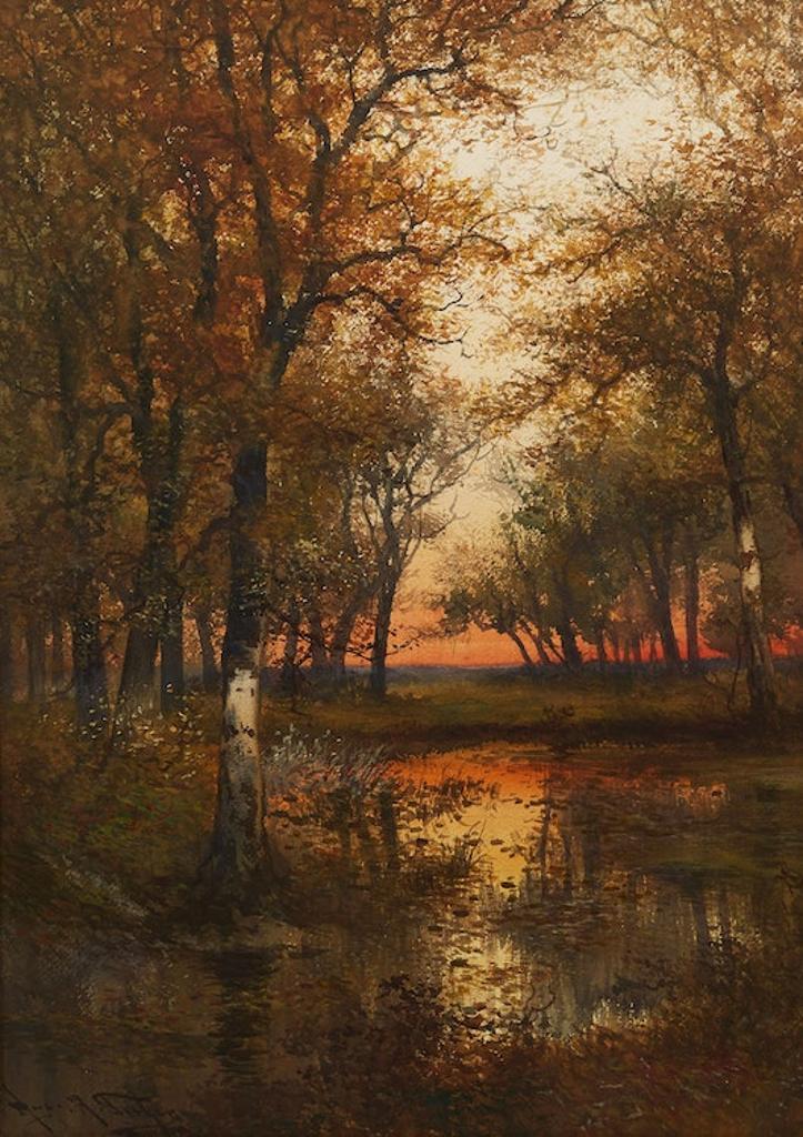 Hugo Antoine Fisher (1854-1916) - Woodland Pool, Sunset