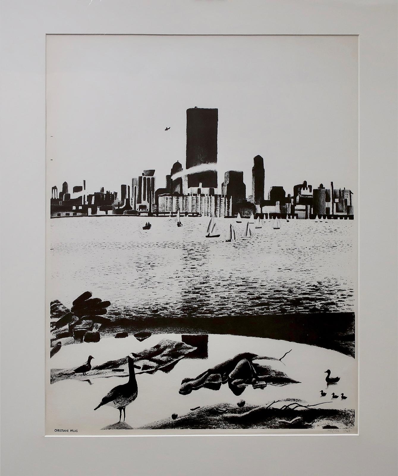 Christiane Pflug (1936-1972) - Untitled (City Skyline With Sailboats)