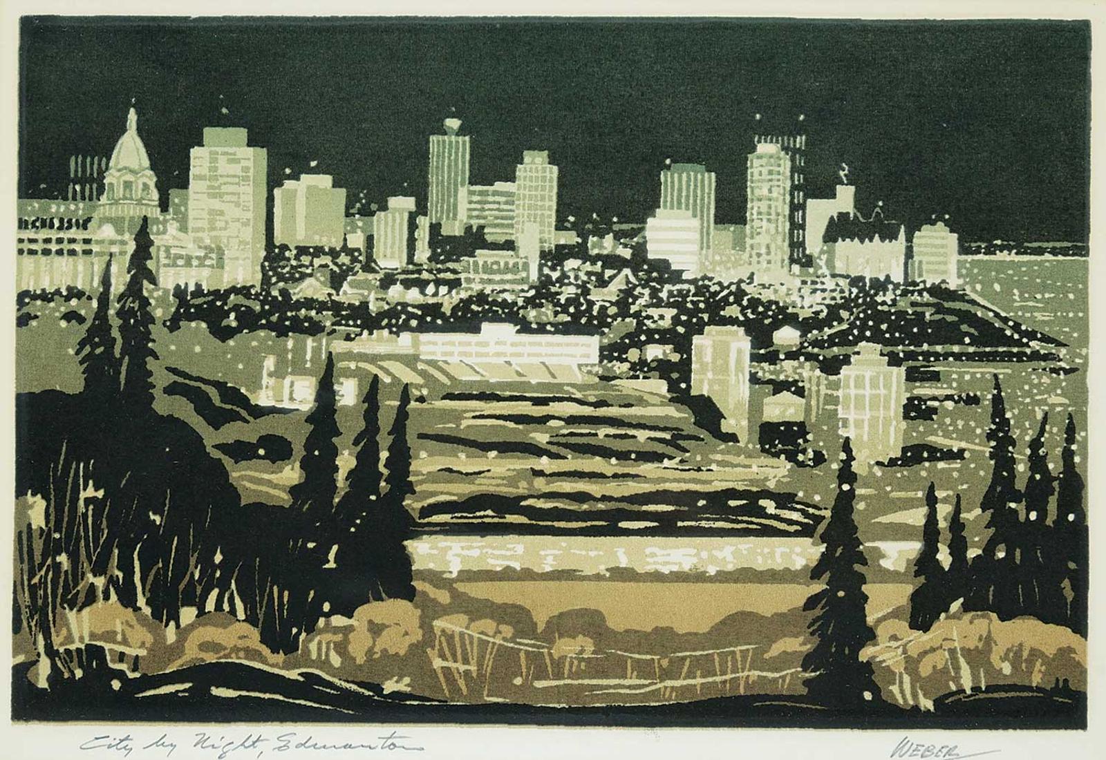 George Weber (1907-2002) - City by Night, Edmonton