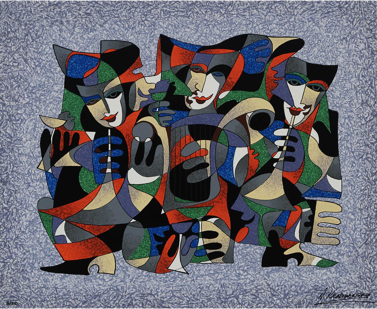 Anatole Krasnyansky (1930) - Musicians (Blue)