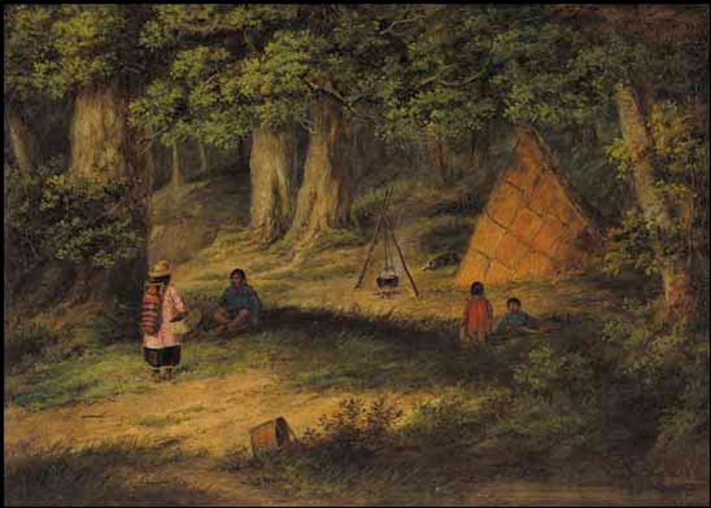 Cornelius David Krieghoff (1815-1872) - Indian Family Cooking at Camp