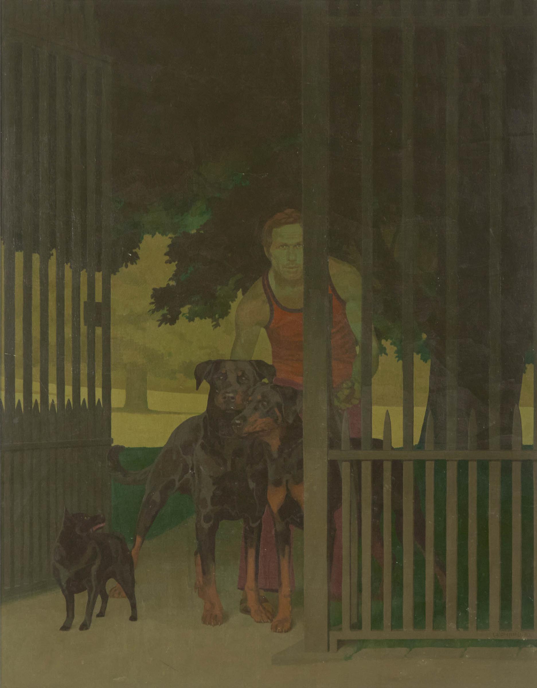 Michael Leonard - At The Gate, Alan With Three Dogs, 1970