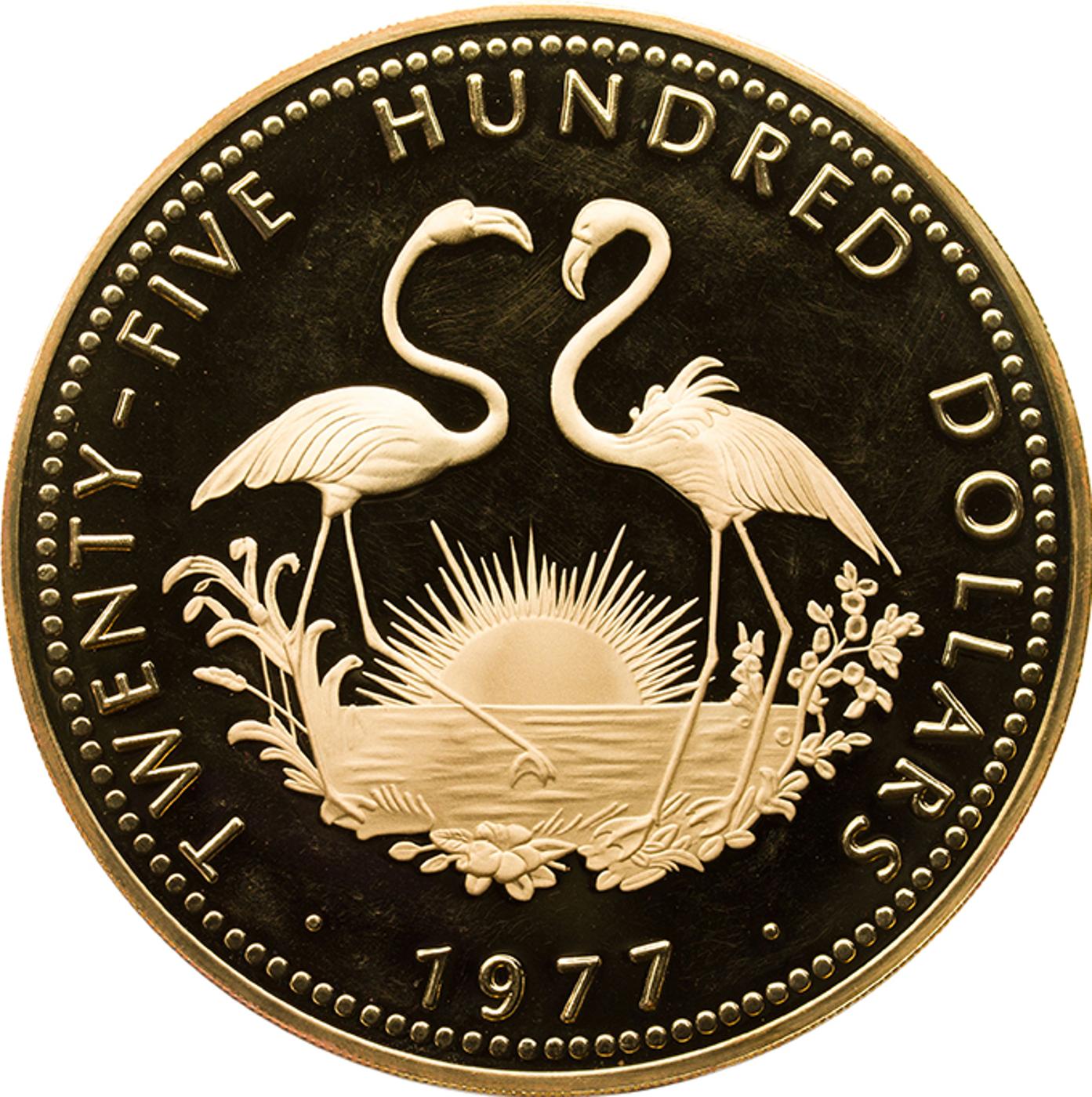 Bahamas - Large 72mm Gold Proof 2500 Dollars 1977, 