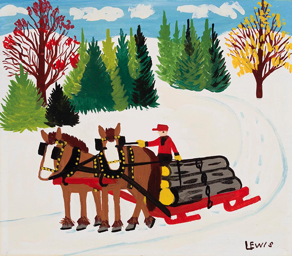 Maud Kathleen Lewis (1903-1970) - Horses Hauling Logs in Winter