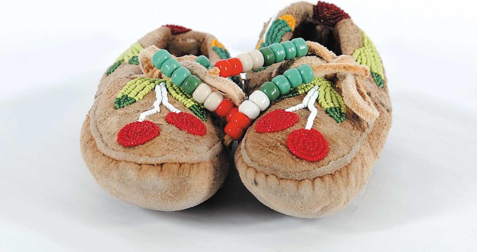 First Nations Basket School - Child's Beaded Leather Moccasins