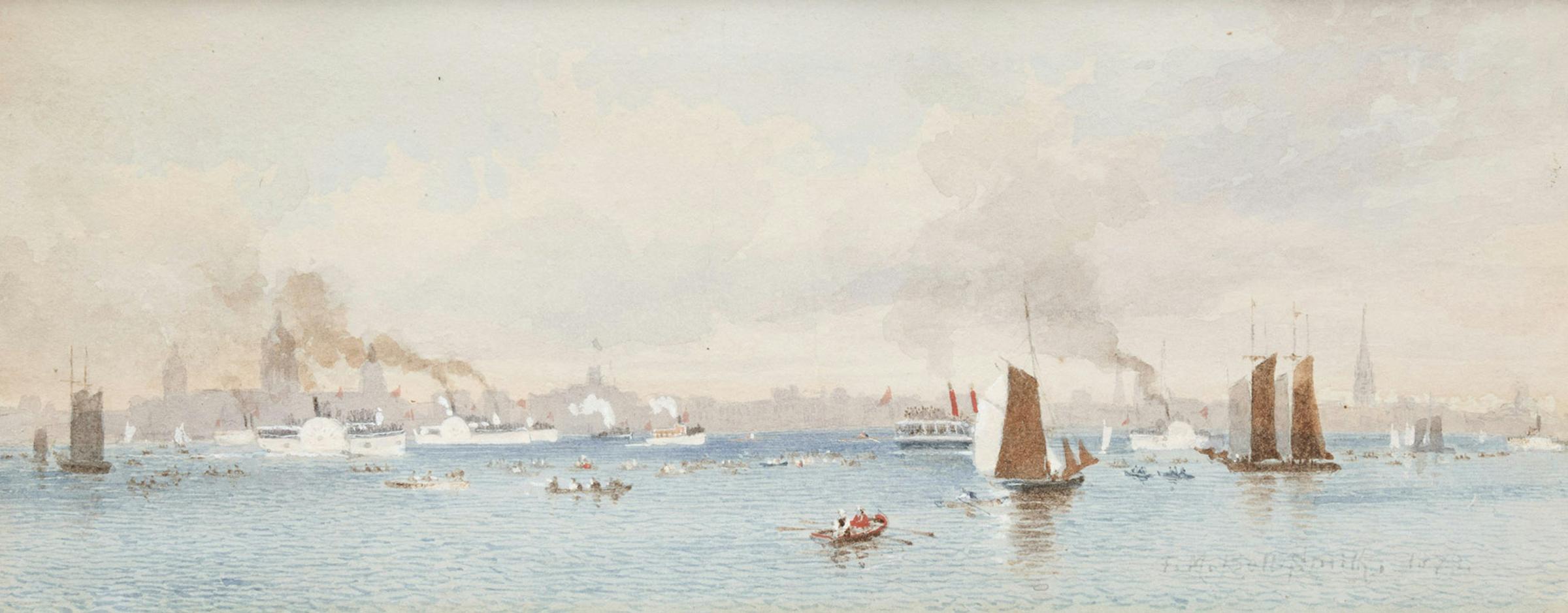 Frederic Martlett Bell-Smith (1846-1923) - Hanlan Winning From Wallace Ross, Toronto Bay, October 15th, 1877