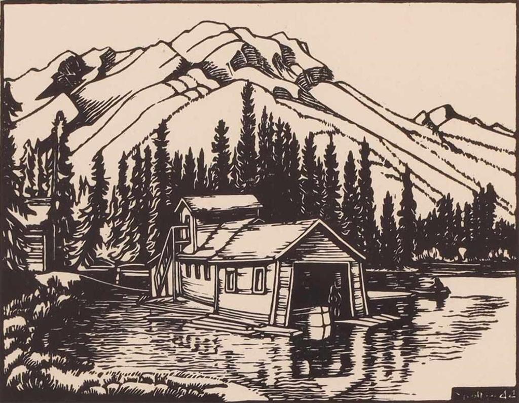 Margaret Dorothy Shelton (1915-1984) - Boathouses At Banff; 1944 (1950)