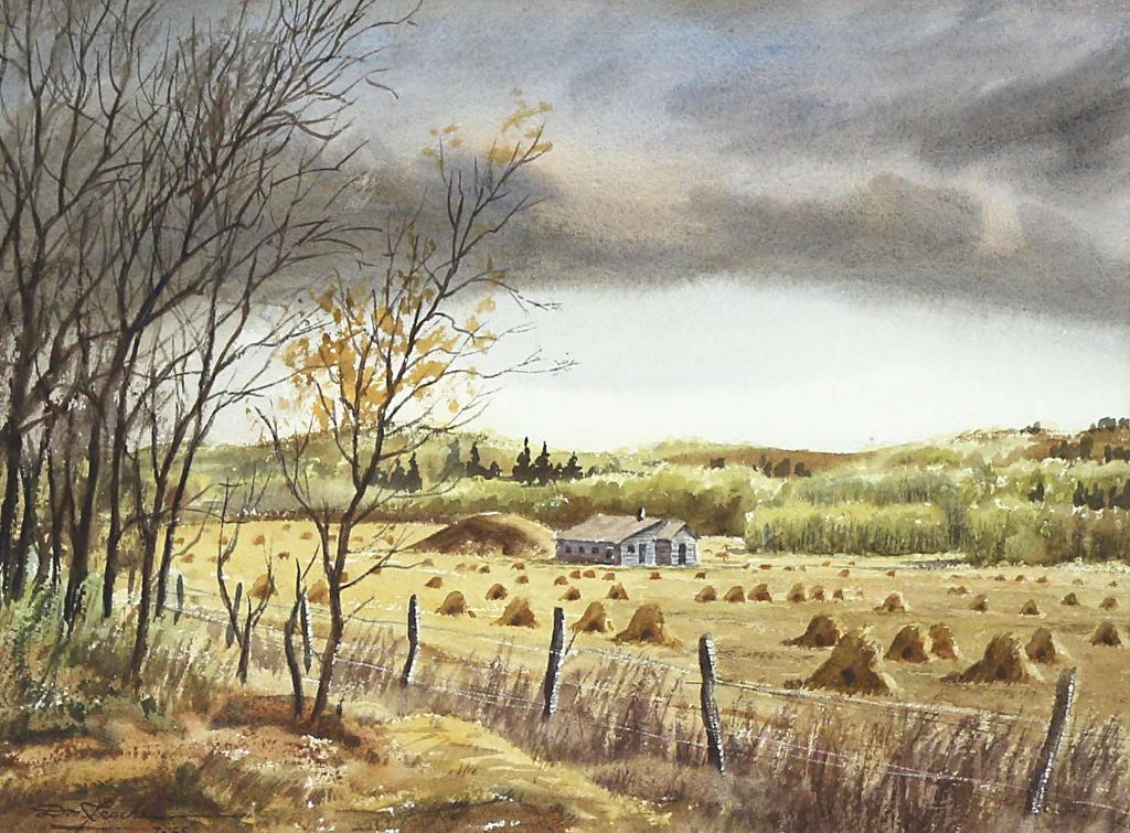 Don Frache (1919-1994) - Farmyard With Stooks; 1965