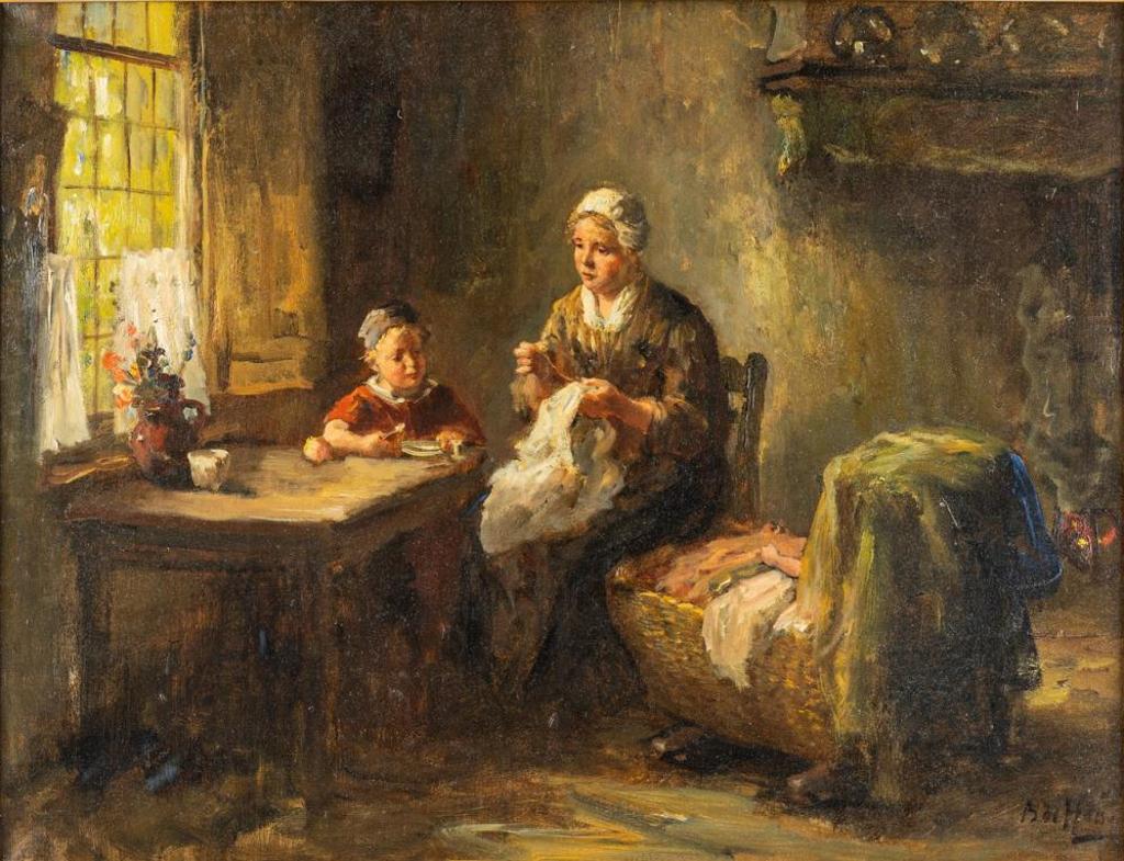 Bernard J. de Hoog (1867-1943) - Mother and Children in an Interior Scene
