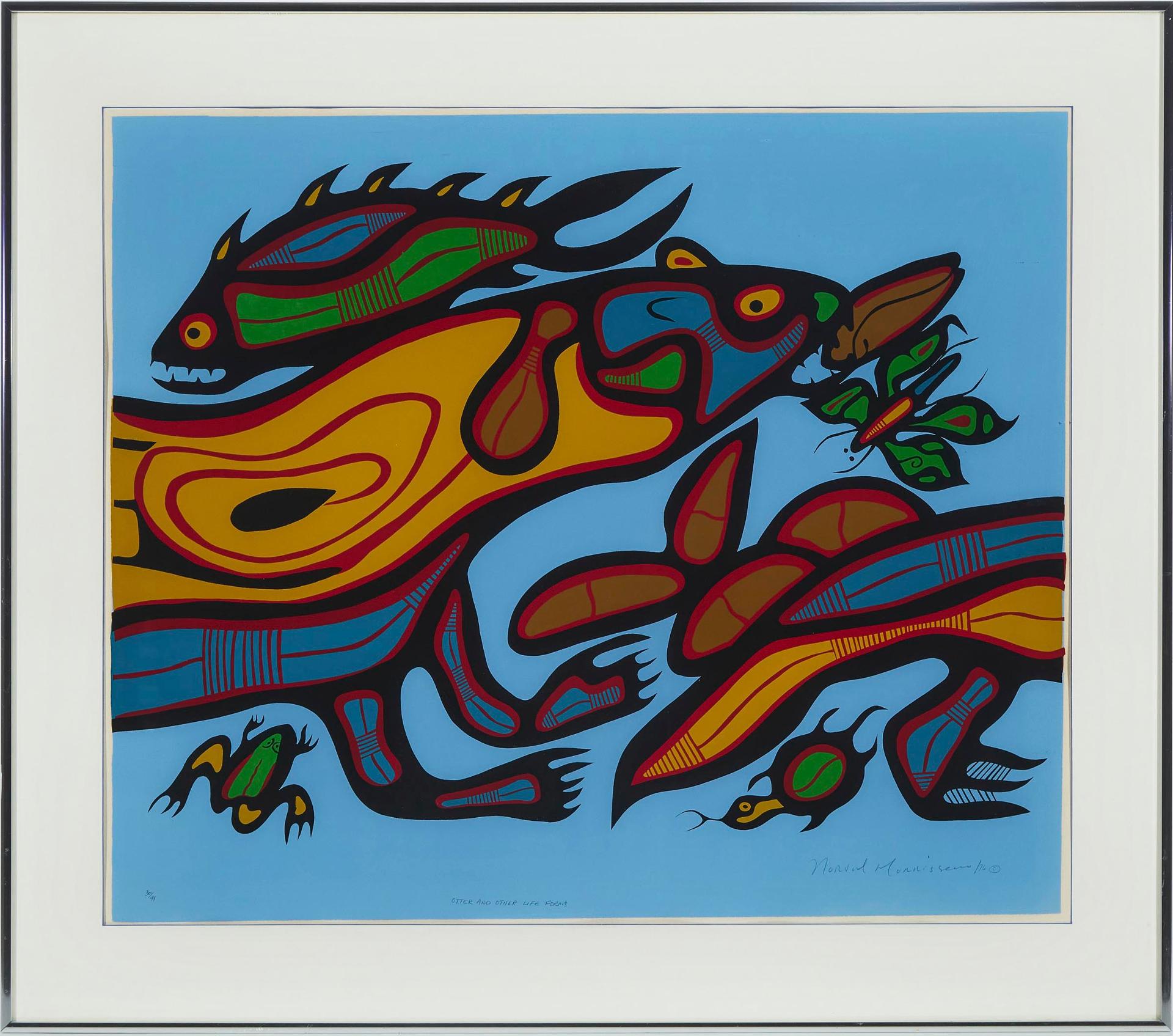 Norval H. Morrisseau (1931-2007) - Otter And Other Life Forms