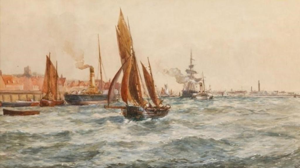 Richard Malcolm Llyod (1855-1945) - Sail and Steamboats in a Harbour