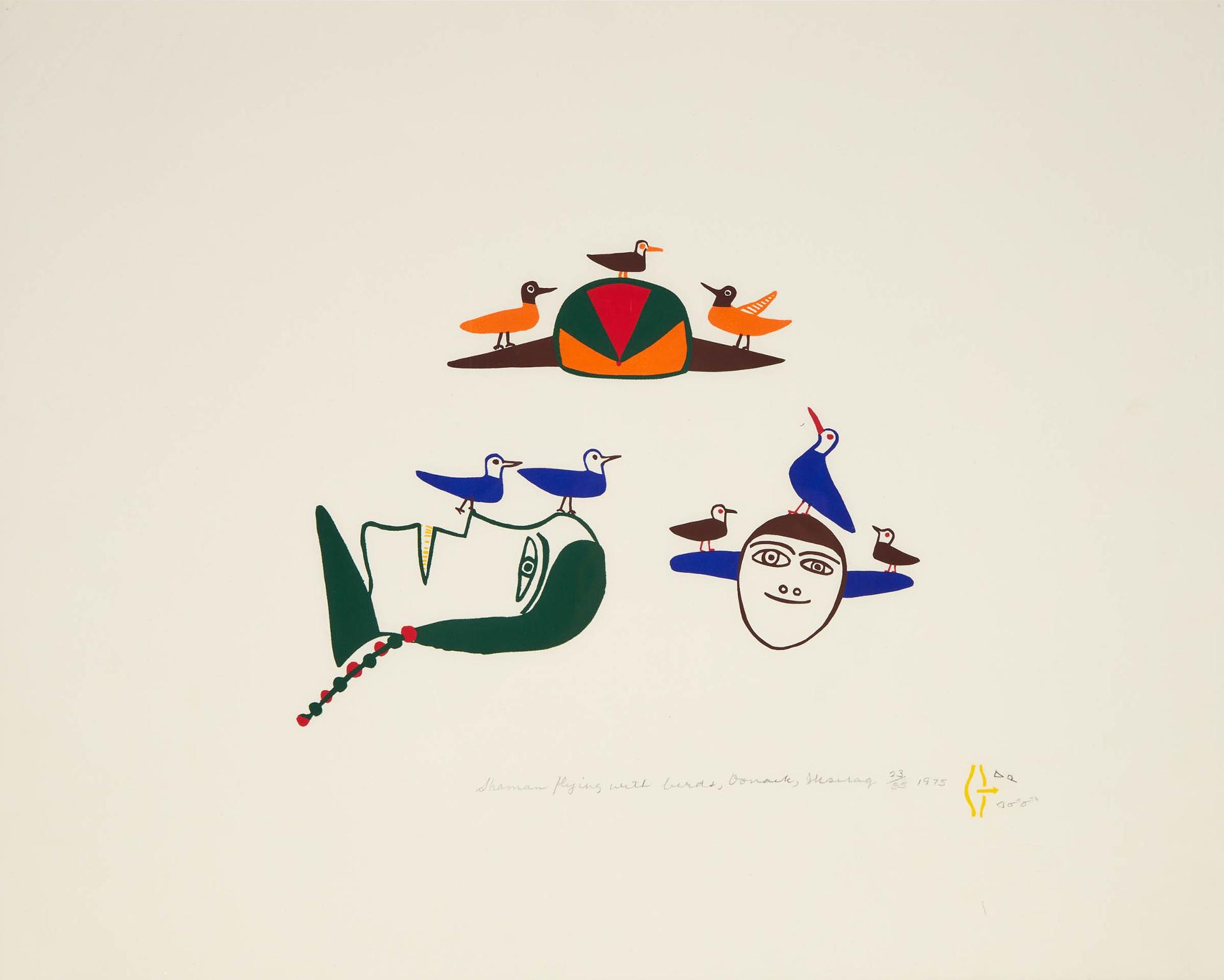 Jessie Oonark (1906-1985) - Shaman Flying With Birds, 1975
