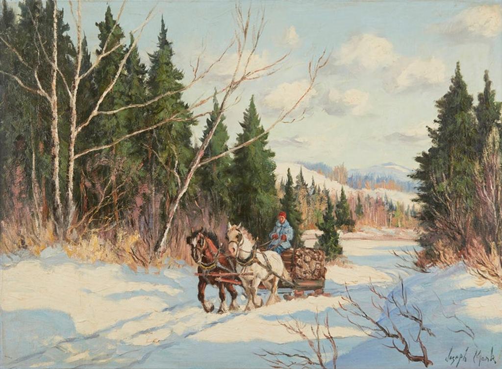 Joseph Monk (1908-1984) - Winter Logging Scene