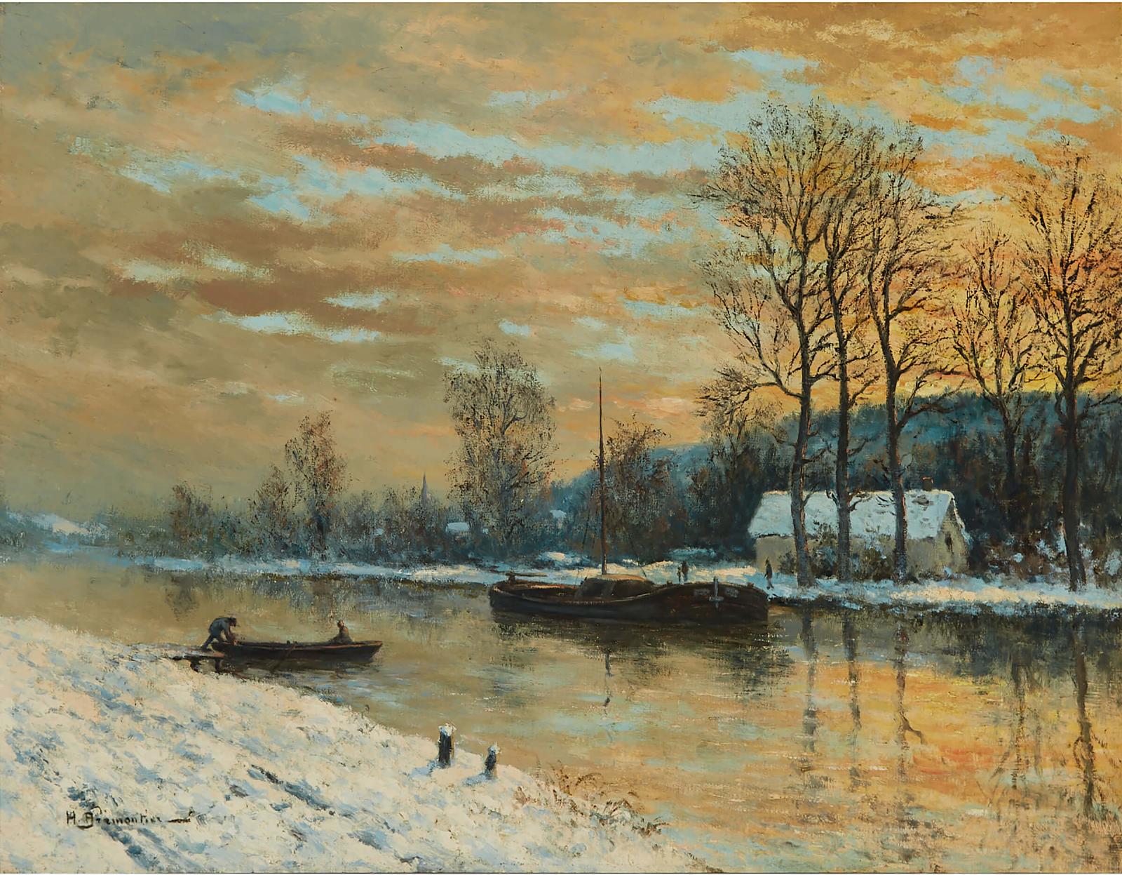 Henri Bremontier - Winter Sunset (Canal En Hiver)