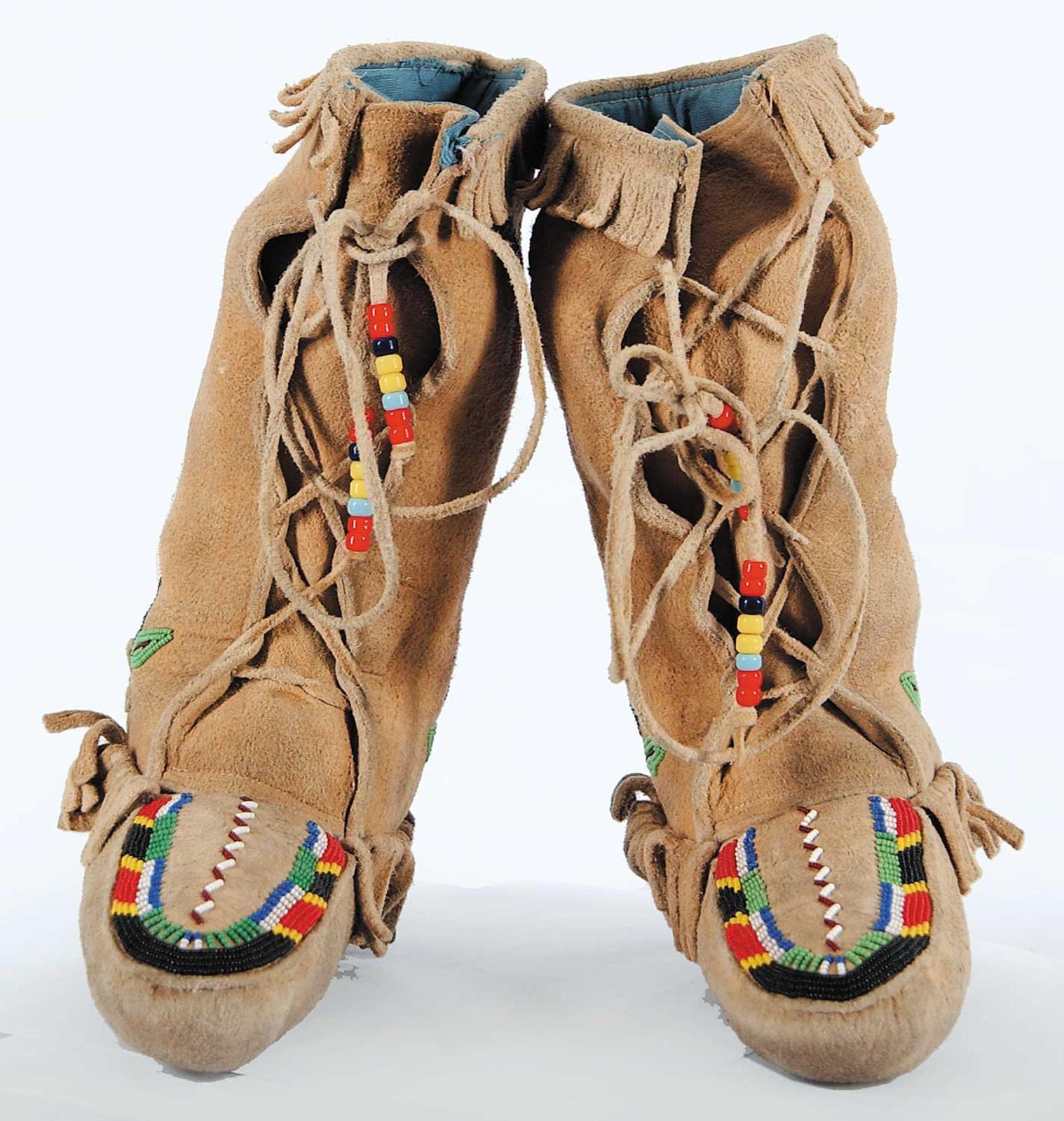 First Nations Basket School - Beaded Leather Mukluks