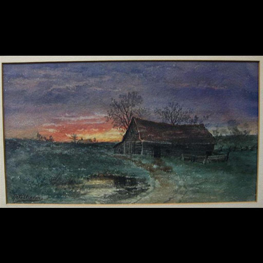 Thomas Harrison (T.H.) Wilkinson (1847-1929) - Log Cabin In Sunset