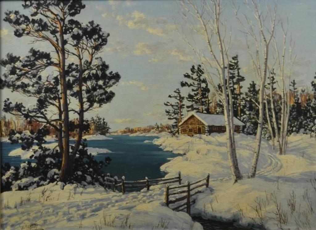 Otto Planding (1887-1964) - A Winter Cabin