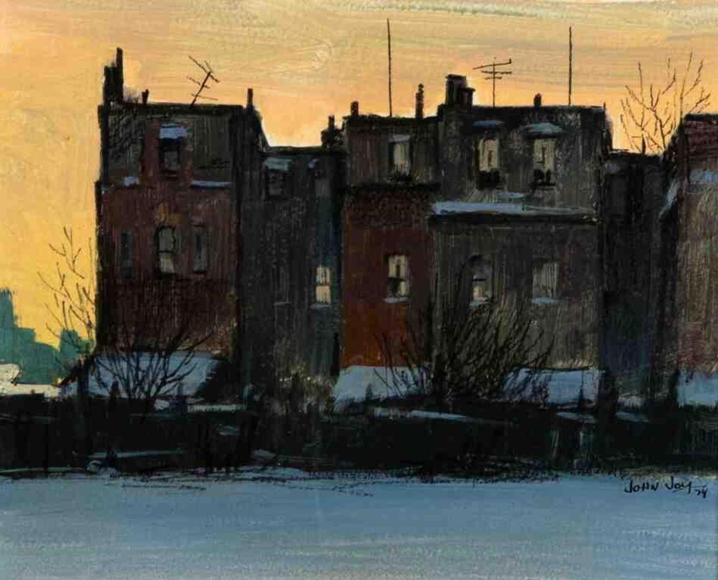 John Joy (1925-2012) - Untitled, Toronto Back Houses at Dusk (1974)
