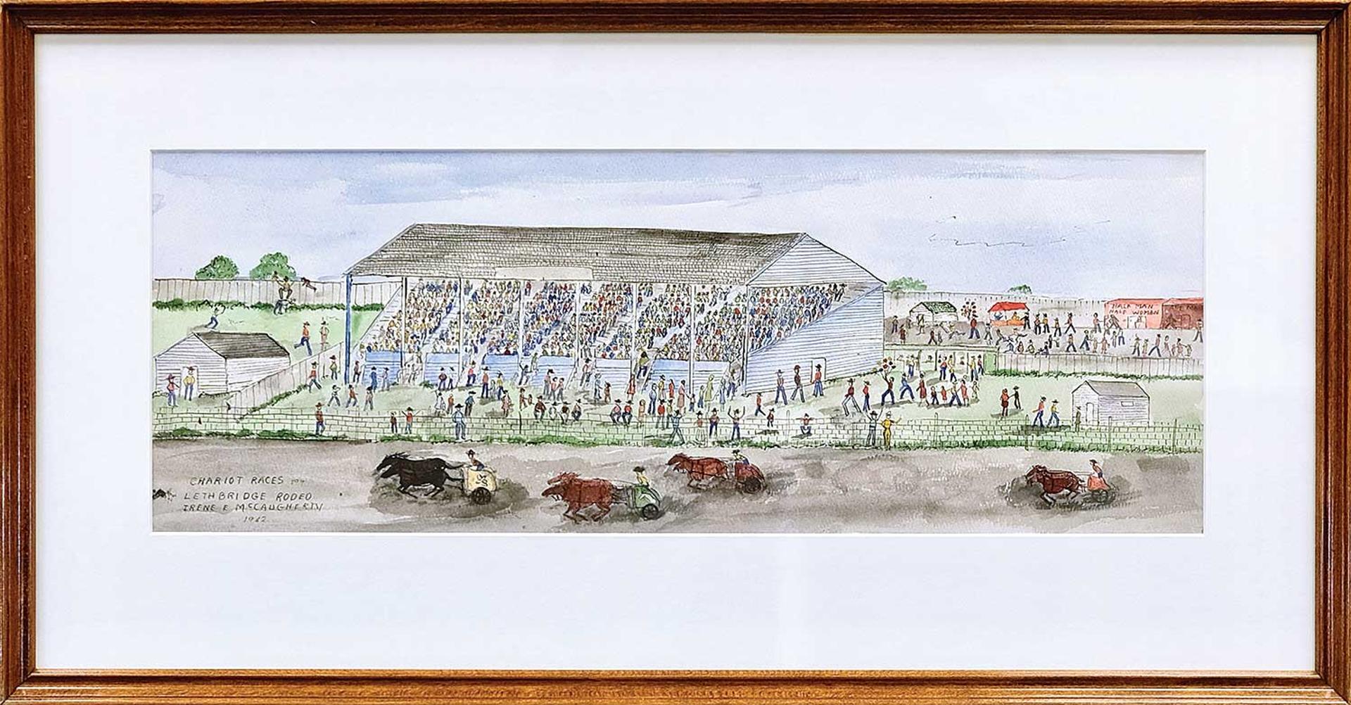 Irene E. McCaugherty (1914-1996) - Chariot Races Lethbridge Rodeo