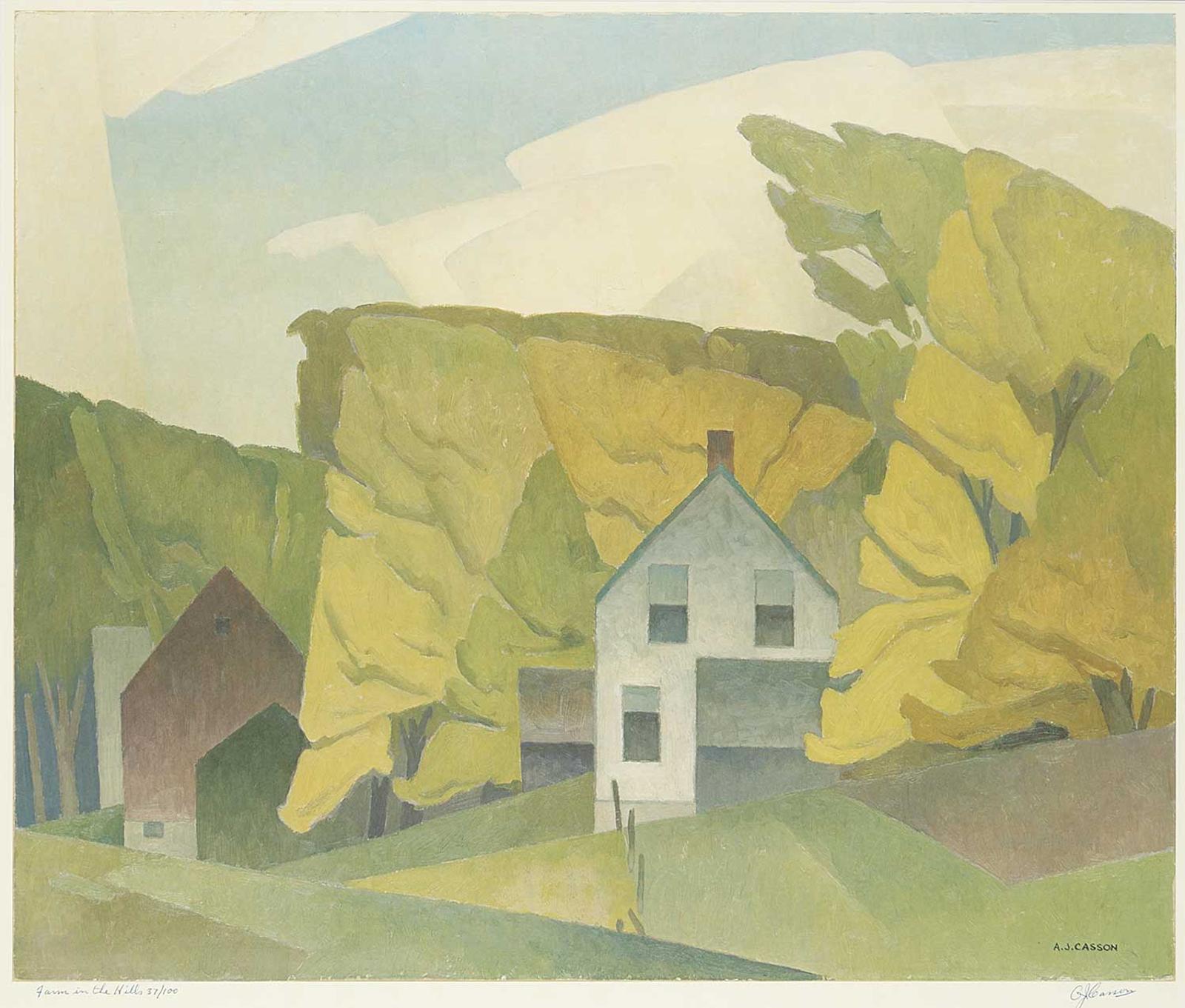 Alfred Joseph (A.J.) Casson (1898-1992) - Farm in the Hills  #37/100